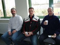Vor der Siegerehrung Kaffeeklatsch mit Tom Fedler, Daniel Seher, Shakal Ryan